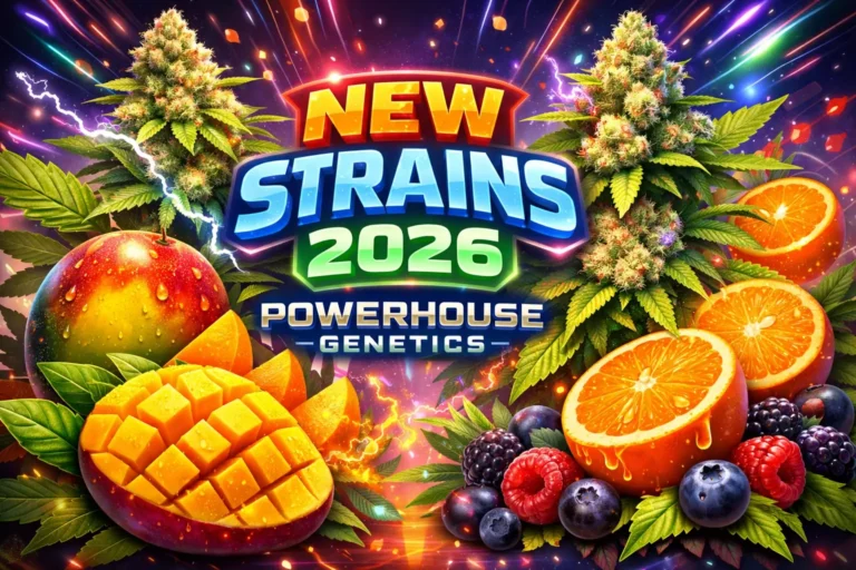 New Cannabis Strains 2026: Powerhouse Genetics, Fruit Bomb Punch, Kingston Punch, Auto Kingston Punch, Premium Cannabis Seeds UK