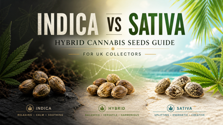 Indica vs sativa hybrid cannabis seeds guide for UK collectors by Canna Genetics